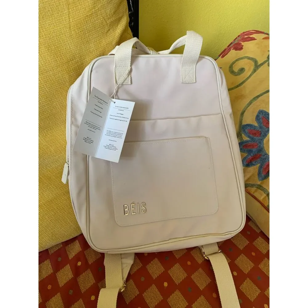 NWT BEIS The Expandable Backpack - Recycled Collection in BEIGE